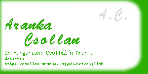 aranka csollan business card